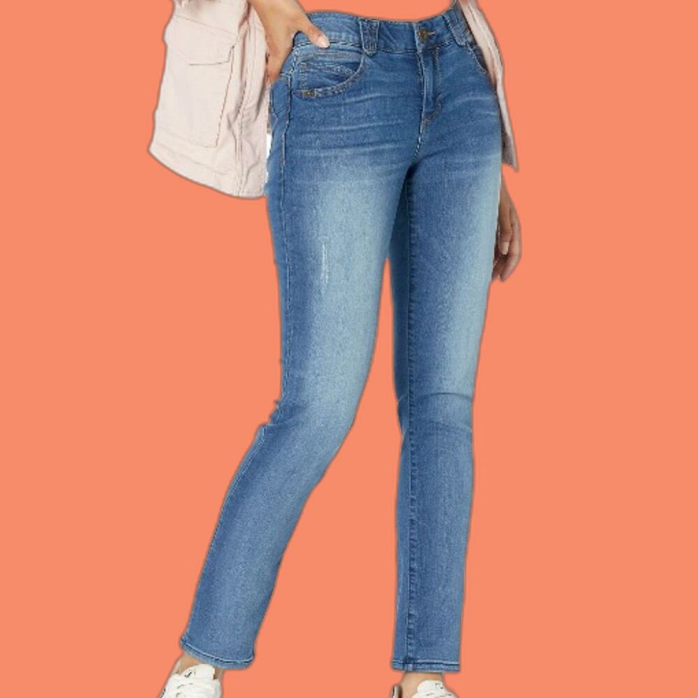 Democracy Ab Solution Straight Leg Jean Size 4 Super Stretch Slimming Denim